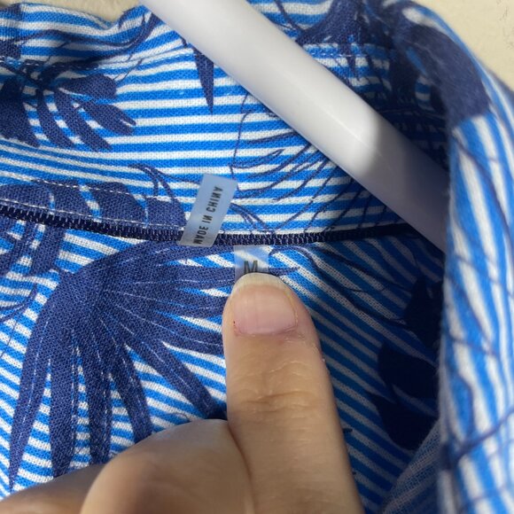 Bugatchi Men's Short Sleeve Tropical Blue Button-Up Shirt M Classic Fit! - Picture 4 of 5